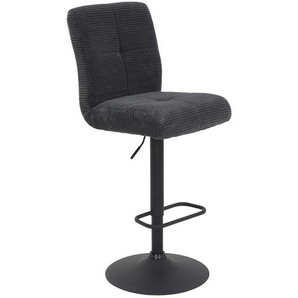 Boxxx Barhocker, Anthrazit, Schwarz, Metall, Textil, Säule, Bodenplatte, 44x102-124x57 cm, Sitzfläche 360° drehbar, Esszimmer, Barmöbel, Barhocker