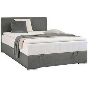 Boxxx Boxbett, Grau, Textil, H3, Höhe ca. 22 cm, 140x200 cm, Topper durchgehend, in verschiedenen Größen erhältlich, Matratze durchgehend, Schlafzimmer, Betten, Boxspringbetten