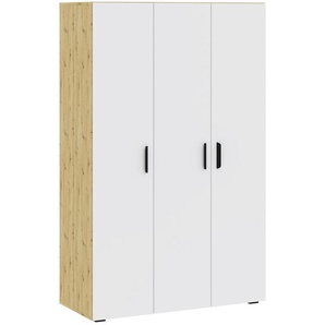 Boxxx Drehtürenschrank, Weiß, Eiche Artisan, Holzwerkstoff, 4 Fächer, 111x179x52 cm, in verschiedenen Größen erhältlich, Schlafzimmer, Kleiderschränke, 3- türige Kleiderschränke