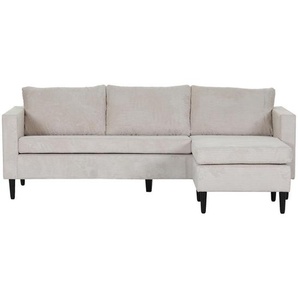 Boxxx Ecksofa, Beige, Textil, Buche, massiv, 2-3-Sitzer, Füllung: Schaumstoff, Ottomane rechts, seitenverkehrt montierbar, L-Form, 218x150 cm, Rücken echt, Wohnzimmer, Sofas & Couches, Wohnlandschaften, Ecksofas