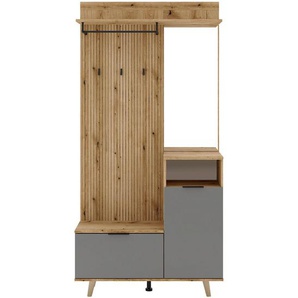 Boxxx Garderobe Nordic, Graphit, Eiche, Holzwerkstoff, 100x204x40 cm, Garderobe, Garderoben-Sets