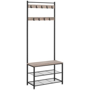 Boxxx Garderobe Vasagle, Grau, Schwarz, Metall, Holzwerkstoff, 70x175x32 cm, Garderobe, Garderoben-Sets & Serien