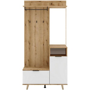 Boxxx Garderobe Nordic, Weiß, Eiche, Holzwerkstoff, 100x204x40 cm, Garderobe, Garderoben-Sets