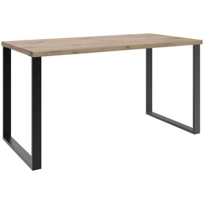 Boxxx Jugendschreibtisch, Schwarz, Eiche, Metall, Holzwerkstoff, rechteckig, U-Form, 70x75x140 cm, BQ - Bündnis für Qualität, Made in Germany, DIN EN ISO 9001, Arbeitszimmer, Schreibtische, Jugend- & Kinderschreibtische