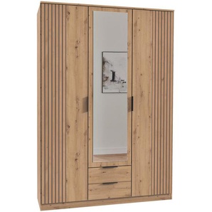 Boxxx Kleiderschrank, Eiche Artisan, Metall, 4 Fächer, 2 Schubladen, 135x199x58 cm, Made in Germany, Typenauswahl, umfangreiches Zubehör erhältlich, in verschiedenen Größen erhältlich, Kinder- & Jugendzimmer, Jugendmöbel, Jugendkleiderschränke