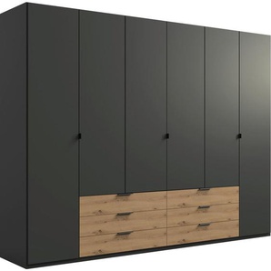 Boxxx Kleiderschrank, Graphit, Eiche Artisan, Holzwerkstoff, 4 Fächer, 6 Schubladen, 270x208x58 cm, Made in Germany, Typenauswahl, umfangreiches Zubehör erhältlich, in verschiedenen Größen erhältlich, Schlafzimmer, Kleiderschränke, Drehtürenschränke