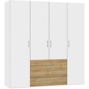 Boxxx Kleiderschrank, Weiß, Eiche, Holzwerkstoff, 2 Fächer, 3 Schubladen, 203x215x59 cm, erweiterbar, Beimöbel erhältlich, umfangreiches Zubehör in verschiedenen Größen Holzdekoren individuell planbar, Schlafzimmer, Kleiderschränke, 4- türige