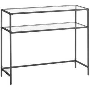 Boxxx Konsolentisch, Schwarz, Metall, Glas, rechteckig, eckig, 35x80x100 cm, einfacher Aufbau, Wohnzimmer, Wohnzimmertische, Konsolentische