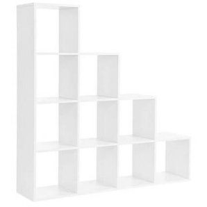 Boxxx Regal, Weiß, Holzwerkstoff, 10 Fächer, 130x130x29 cm, erweiterbar, stehend, in verschiedenen Größen erhältlich, Arbeitszimmer, Büroregale, Bücherregale