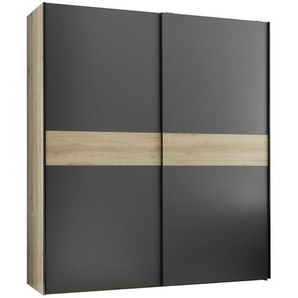 Boxxx Schwebetürenschrank, Graphit, Eiche Artisan, Holzwerkstoff, 2 Fächer, 170x195x57.5 cm, Kinder- & Jugendzimmer, Jugendmöbel, Jugendkleiderschränke