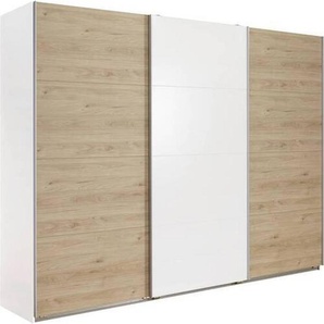 Boxxx Schwebetürenschrank, Weiß, Eiche, Hickory, Holzwerkstoff, 3 Fächer, 270x210x65 cm, BQ - Bündnis für Qualität, Made in Germany, DIN EN ISO 9001, Typenauswahl, umfangreiches Zubehör erhältlich, in verschiedenen Größen erhältlich, Schlafzimmer,