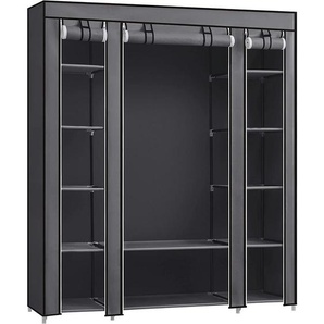 Boxxx Stoffschrank, Grau, Metall, Kunststoff, Textil, 9 Fächer, 150x175x45 cm, Garderobe, Garderobenschränke