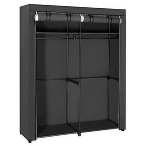 Boxxx Stoffschrank, Schwarz, Metall, Textil, 2 Fächer, 140x174x43 cm, Garderobe, Garderobenschränke