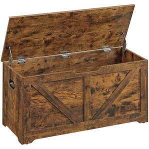 Boxxx Truhe Vasagle, Braun, Holzwerkstoff, Vintage, 100x46x40 cm, Tragegriff, Deckel aufklappbar, Ordnen & Aufbewahren, Truhen