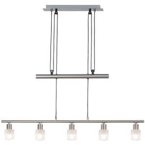 Brilliant LED Pendelleuchte LEA, Seilzugmechanismus, LED wechselbar, 5 x E14 max. 4W, 173cm Höhe, eisen/chrom, höhenverstellbar, Metall