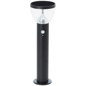 Brilliant LED Sockelleuchte Tulip, Bewegungsmelder, LED fest integriert, Warmweiß, LED Außenleuchte, Solar, 52 cm, 430 lm, 3000 K, Edelstahl, schwarz