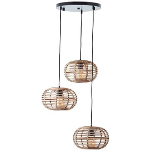 Brilliant Pendelleuchte Woodball, ohne Leuchtmittel, 3 flammige Bambus Hängelampe - 3 x E27 max. 40 W - 142 cm - D 57 cm