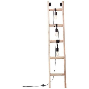 Brilliant Stehlampe Ladder, ohne Leuchtmittel, Stehlampe 3flg schwarz/holzfarbend