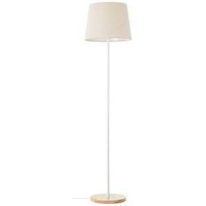 Brilliant Stehlampe Lunde, ohne Leuchtmittel, H 165 cm, D 40 cm, 1x E27, Metall/Textil/Holz, weiß/natur
