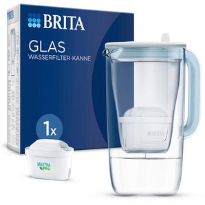 Brita Tischwasserfilter Model One, Klar, Hellblau, Glas, 2,5 l, 26x31x17 cm, große Einfüllöffnung, mit Deckel, elektronische Anzeige, leichte Kartuschen-Entnahme, Küchengeräte, Wasseraufbereitung, Wasserfilter