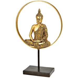 Buddha, Gold, Schwarz, Kunststoff, Buddha, 26x39.5x11 cm, Dekoration, Skulpturen & Dekoobjekte, Buddha Figuren