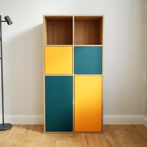 Highboard Eiche - Elegantes Highboard: Türen in Blaugrün - Hochwertige Materialien - 79 x 156 x 34 cm, Selbst designen