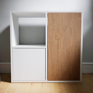 Kommode Eiche - Design-Lowboard: Türen in Weiß - Hochwertige Materialien - 79 x 79 x 34 cm, Selbst zusammenstellen
