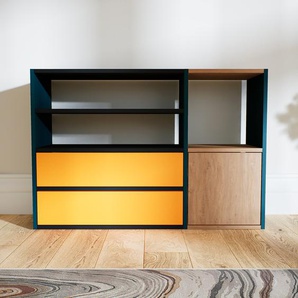 Kommode Gelb - Lowboard: Schubladen in Gelb & Türen in Eiche - Hochwertige Materialien - 115 x 79 x 34 cm, konfigurierbar