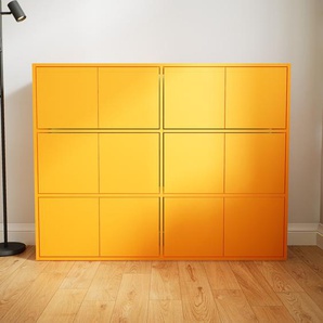 Kommode Gelb - Design-Lowboard: Türen in Gelb - Hochwertige Materialien - 151 x 117 x 34 cm, Selbst zusammenstellen