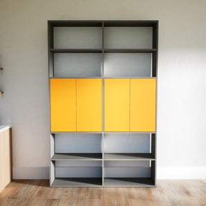 Bücherregal Gelb - Modernes Regal für Bücher: Türen in Gelb - 151 x 232 x 34 cm, Individuell konfigurierbar