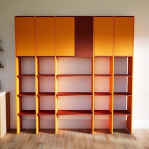 Bücherregal Gelb - Modernes Regal für Bücher: Türen in Gelb - 231 x 232 x 34 cm, Individuell konfigurierbar