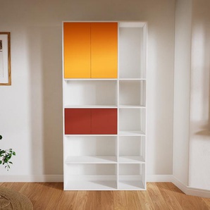 Bücherregal Gelb - Modernes Regal für Bücher: Türen in Terrakotta - 115 x 232 x 34 cm, Individuell konfigurierbar