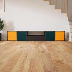 Lowboard Graphitgrau - TV-Board: Schubladen in Graphitgrau & Türen in Gelb - Hochwertige Materialien - 231 x 40 x 34 cm, Komplett anpassbar