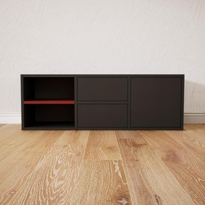 Lowboard Graphitgrau - TV-Board: Schubladen in Graphitgrau & Türen in Graphitgrau - Hochwertige Materialien - 118 x 40 x 34 cm, Komplett anpassbar