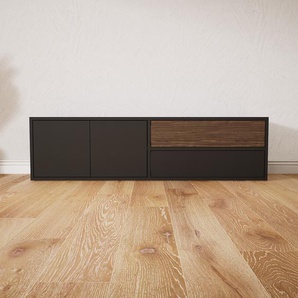 Lowboard Graphitgrau - TV-Board: Schubladen in Graphitgrau & Türen in Graphitgrau - Hochwertige Materialien - 151 x 40 x 34 cm, Komplett anpassbar