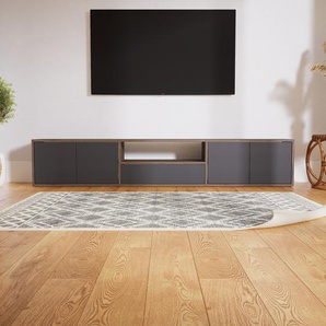 Lowboard Graphitgrau - TV-Board: Schubladen in Graphitgrau & Türen in Graphitgrau - Hochwertige Materialien - 226 x 40 x 34 cm, Komplett anpassbar