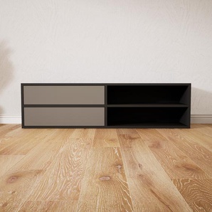 Lowboard Graphitgrau - Designer-TV-Board: Schubladen in Grau - Hochwertige Materialien - 151 x 40 x 34 cm, Komplett anpassbar