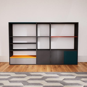 Sideboard Graphitgrau - Sideboard: Schubladen in Grau & Türen in Graphitgrau - Hochwertige Materialien - 190 x 117 x 34 cm, konfigurierbar