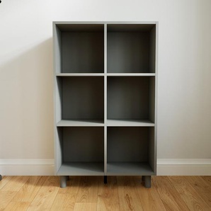 Bücherregal Grau - Modernes Regal für Bücher: Hochwertige Qualität, einzigartiges Design - 79 x 129 x 34 cm, Individuell konfigurierbar