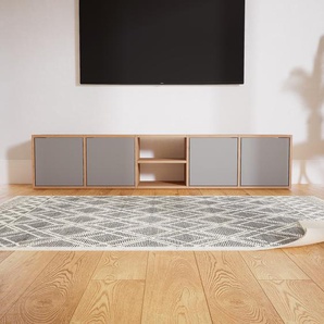 Lowboard Grau - Designer-TV-Board: Türen in Grau - Hochwertige Materialien - 195 x 40 x 34 cm, Komplett anpassbar