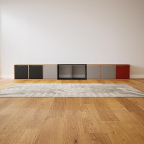 Lowboard Grau - Designer-TV-Board: Türen in Grau - Hochwertige Materialien - 310 x 40 x 34 cm, Komplett anpassbar