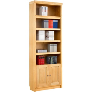 Bücherregal HOME AFFAIRE Soeren Regale Gr. B/H/T: 80 cm x 220 cm x 29 cm, 7 St., braun (gelaugt, geölt) aus massiver Kiefer, Höhe 220 cm, mit 2 Holztüren, viel Stauraum