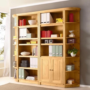 Bücherregal HOME AFFAIRE Soeren Regale Gr. H/T: 220 cm x 33 cm, 6 St., beige (gelaugt, geölt) in 2 Höhen und Tiefen, mit viel Stauraum