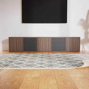 Lowboard Nussbaum - Designer-TV-Board: Türen in Nussbaum - Hochwertige Materialien - 195 x 40 x 34 cm, Komplett anpassbar