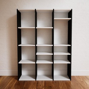 Bücherregal Schwarz - Modernes Regal für Bücher: Hochwertige Qualität, einzigartiges Design - 118 x 156 x 34 cm, Individuell konfigurierbar