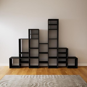Wohnwand Schwarz - Individuelle Designer-Regalwand: Hochwertige Qualität, einzigartiges Design - 272 x 194 x 34 cm, Konfigurator