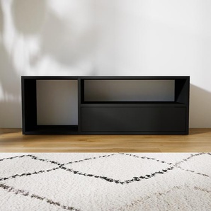 Lowboard Schwarz - Designer-TV-Board: Schubladen in Schwarz - Hochwertige Materialien - 115 x 40 x 34 cm, Komplett anpassbar