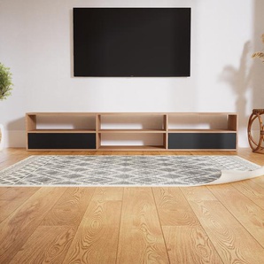 Lowboard Schwarz - Designer-TV-Board: Schubladen in Schwarz - Hochwertige Materialien - 226 x 40 x 34 cm, Komplett anpassbar