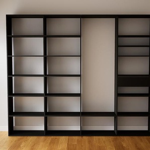 Bücherregal Schwarz - Modernes Regal für Bücher: Schubladen in Schwarz - 300 x 232 x 34 cm, Individuell konfigurierbar