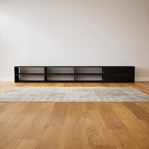 Lowboard Schwarz - Designer-TV-Board: Schubladen in Schwarz - Hochwertige Materialien - 300 x 40 x 34 cm, Komplett anpassbar